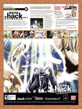 2002 Dot Hack Outbreak Part 3 PS2 Original Advertisement / Retro Promo v2
