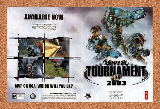 Unreal Tournament 2003 PC Original 2003 Ad Authentic Windows Video Game Promo