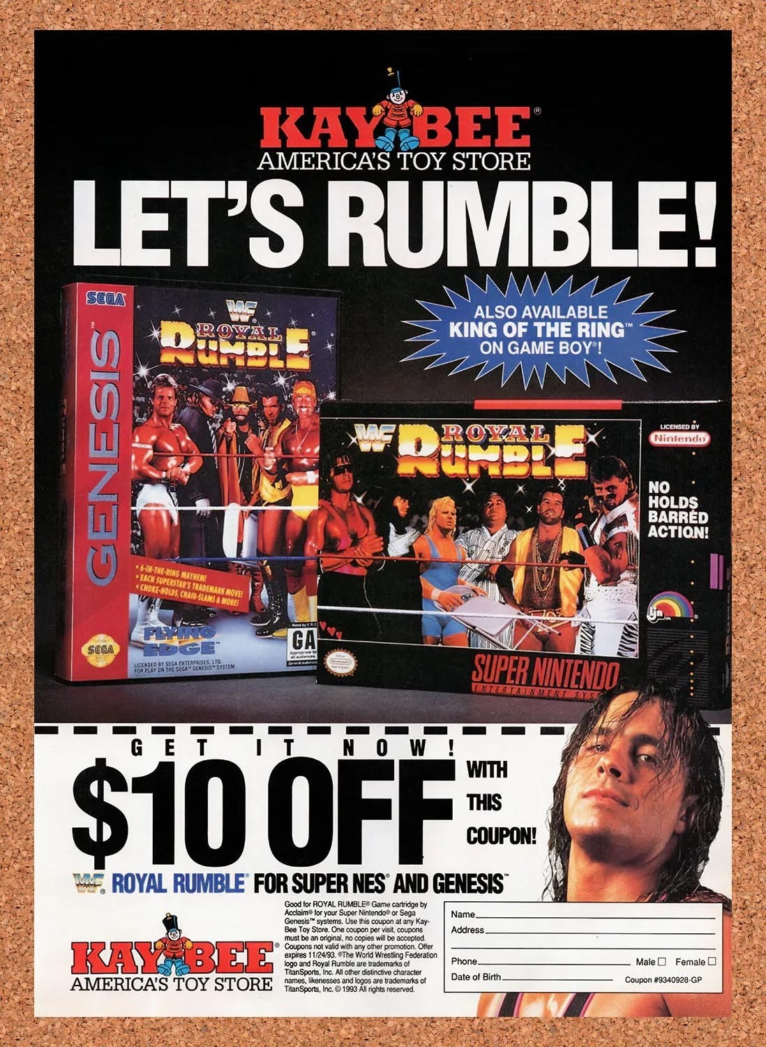 1993 WWF Royal Rumble Kaybee Rebate Original Advertisement / Retro Promo v4