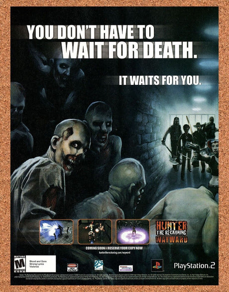 Hunter The Reckoning Wayward PS2 Original 2003 Ad Authentic Video Game Promo