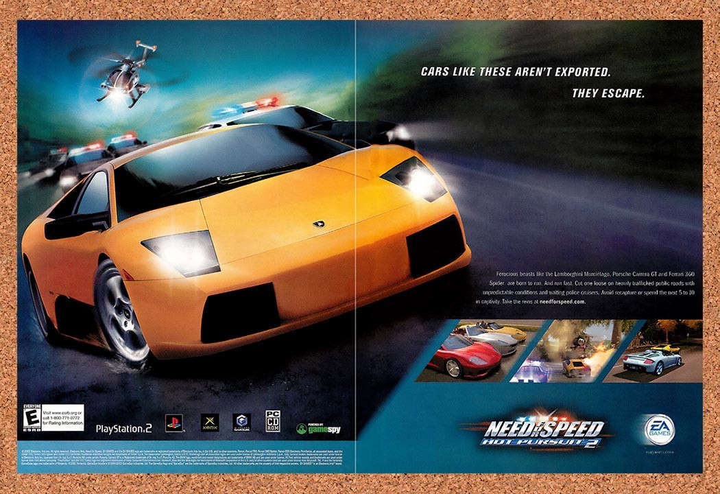 2002 Need For Speed Hot Pursuit 2 PC Original Advertisement / Retro Promo v1