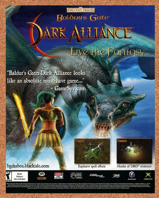 Baldur's Gate Dark Alliance PS2 2002 Original Ad Authentic Video Game Promo