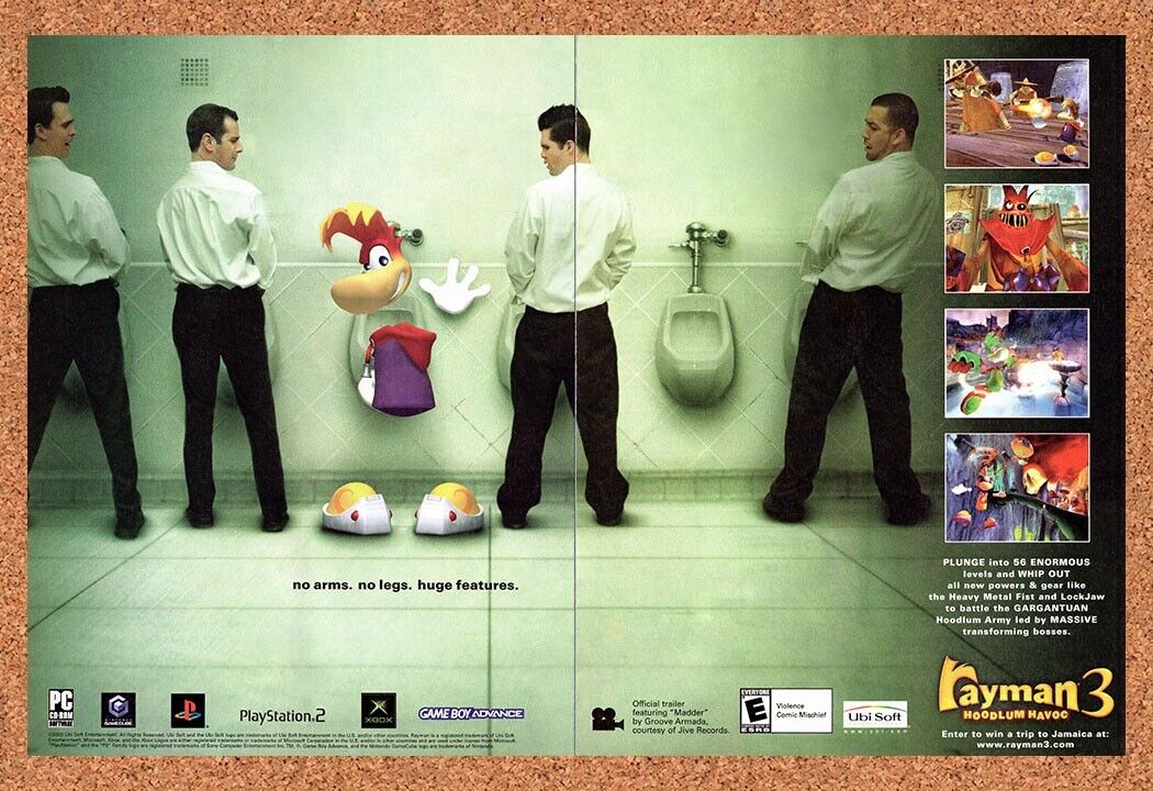 Rayman 3 PS2 Original 2002 Vintage Ad - Funny Video Game Art Promo