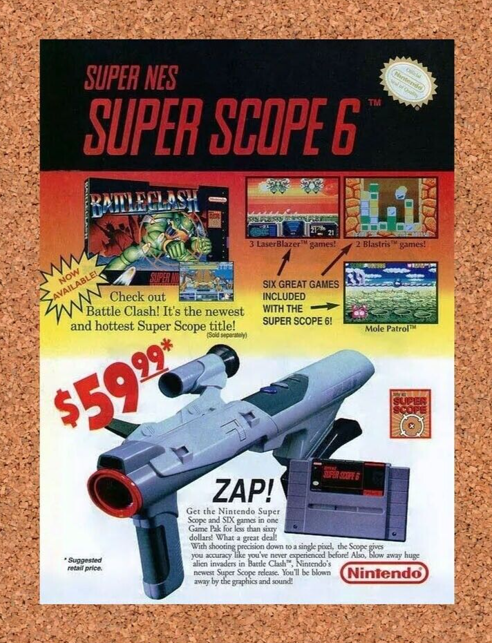 Super Scope SNES Original 1992 Ad Authentic Nintendo Video Game Promo