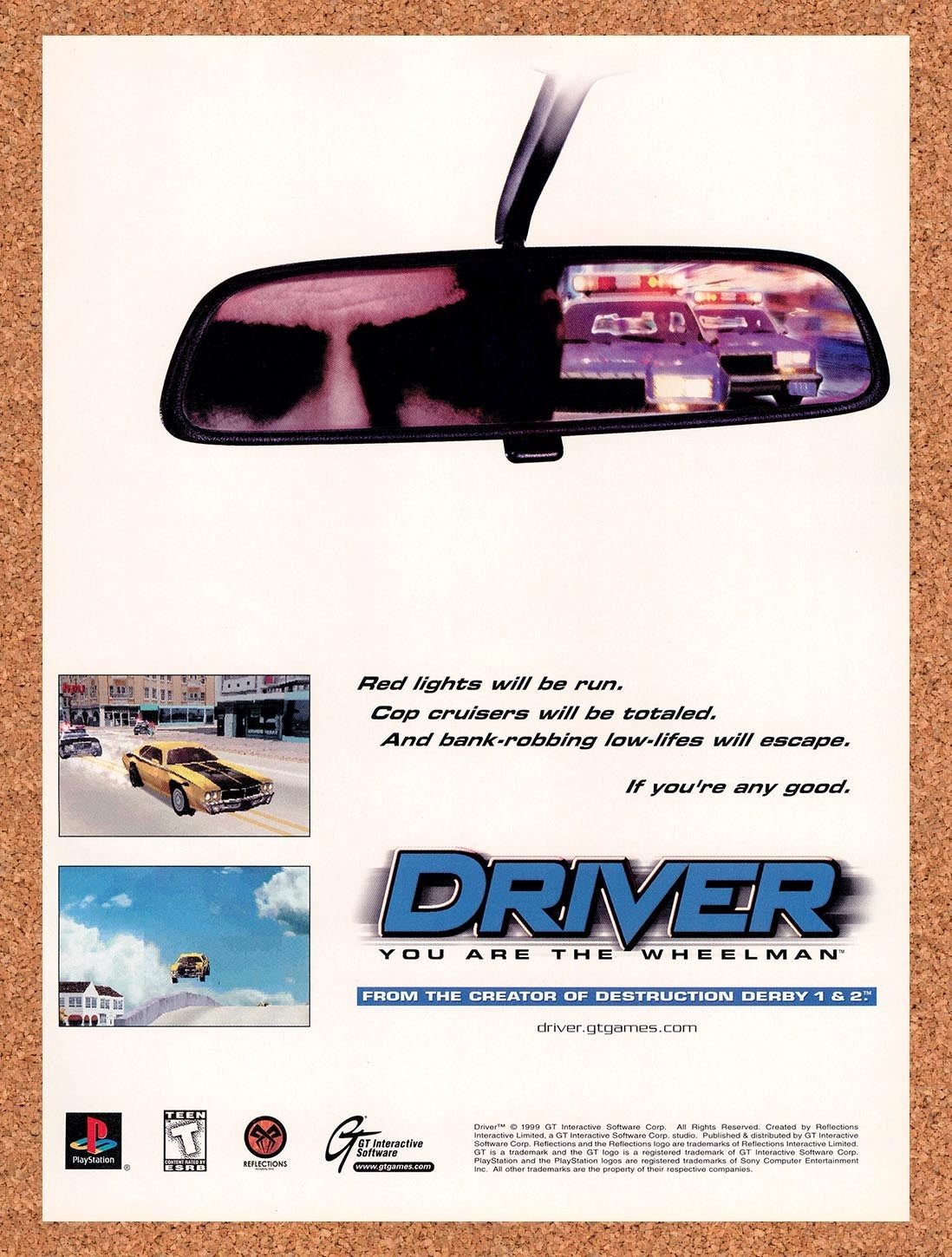 1999 Driver You Are The Wheelman PS1 Original Advertisement / Retro Promo v6