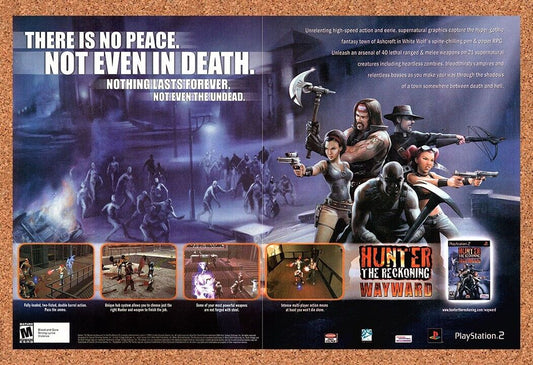 Original 2001 Hunter The Reckoning Wayward PS2 Vintage Ad - Video Game Promo