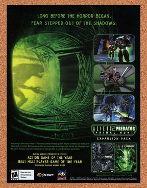 Alien vs Predator 2 Primal Hunt PC Original 2004 Ad Authentic Sierra Game Promo