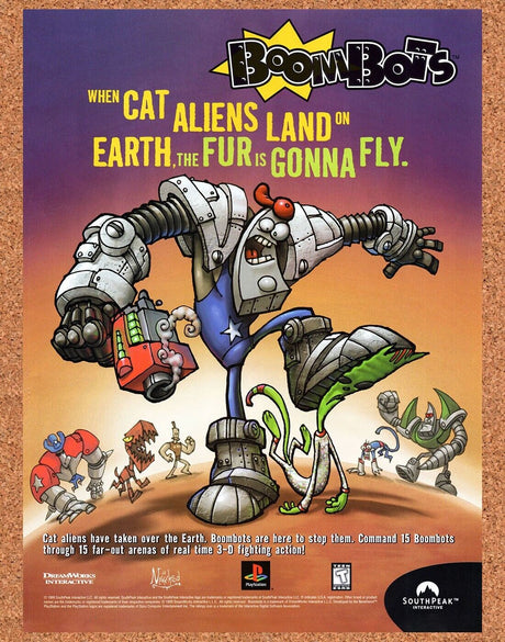 BoomBots PS1 Original 2000 Vintage Ad - Video Game Art Promo