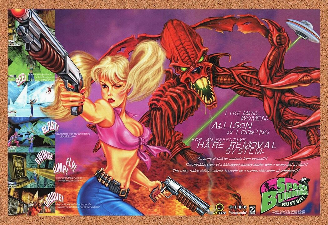 Space Bunnies Must Die PC Original 2000 Ad Print Authentic Video Game Promo