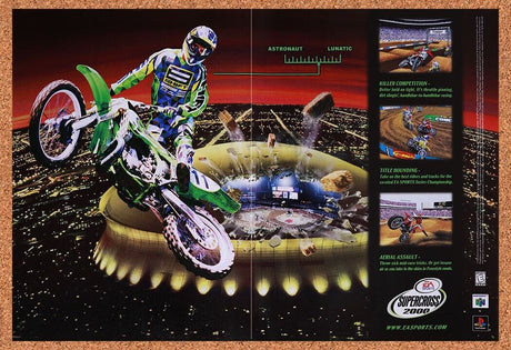 1999 Supercross 2001 N64 Original Advertisement / Retro Wall Art v1