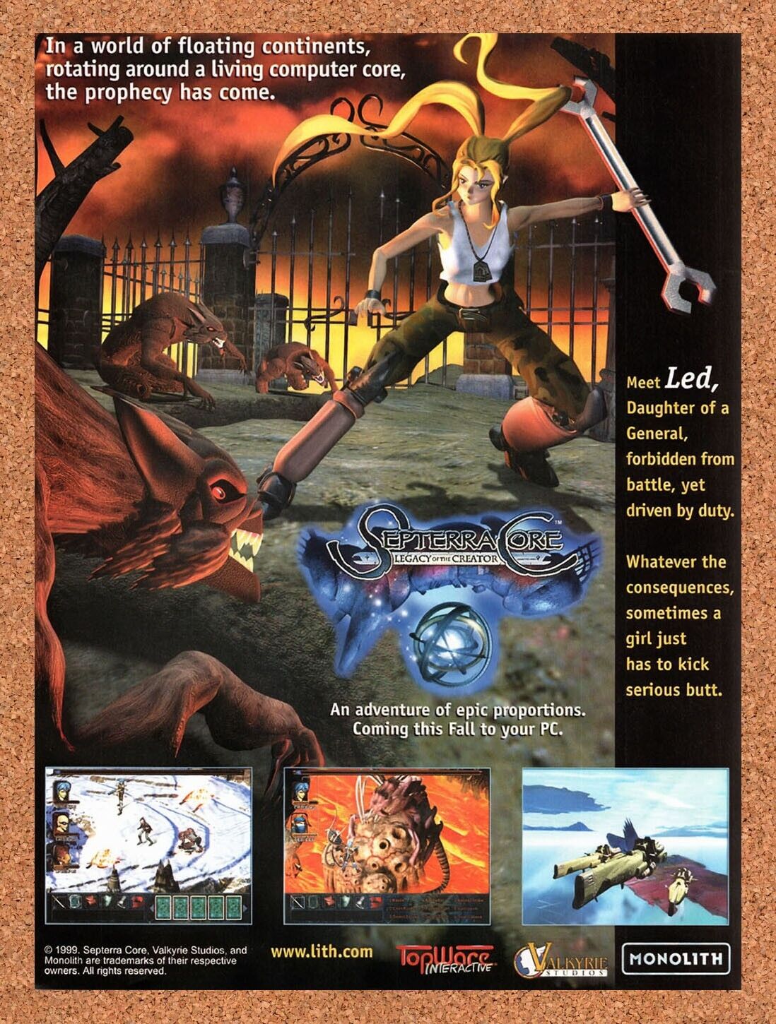 1999 Septerra Core Legacy Of The Creator PC Original Ad / Retro Wall Art v2