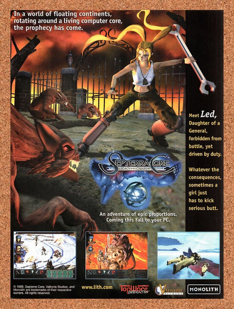 1999 Septerra Core Legacy Of The Creator PC Original Ad / Retro Wall Art v2