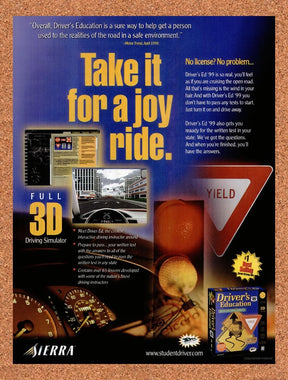 1998 Driver's Education 99 Sierra PC Original Advertisement / Retro Promo v1