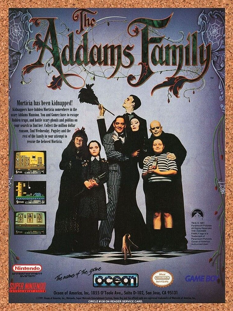 The Addams Family NES Original 1991 Ad Authentic Nintendo Video Game Promo
