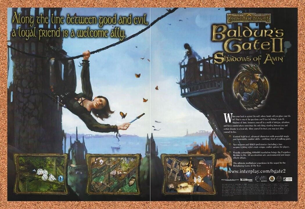 Baldur's Gate II Shadows Of Amn PC Original 2002 Ad Authentic RPG Game Promo v1
