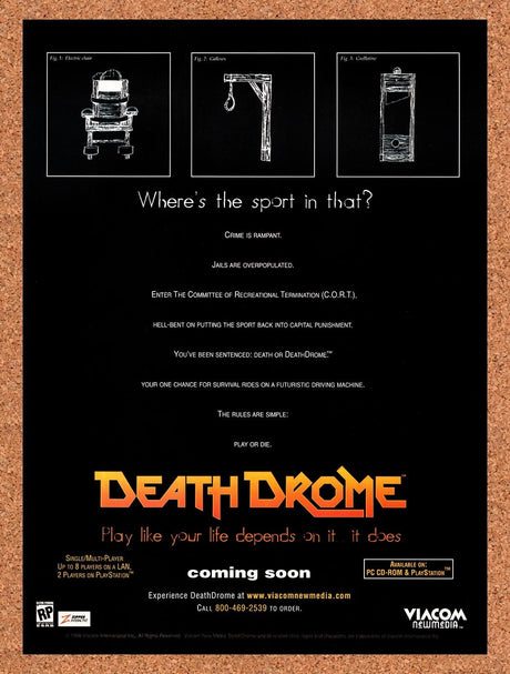 1996 Death Drome PC Original Advertisement / Retro Wall Art v1