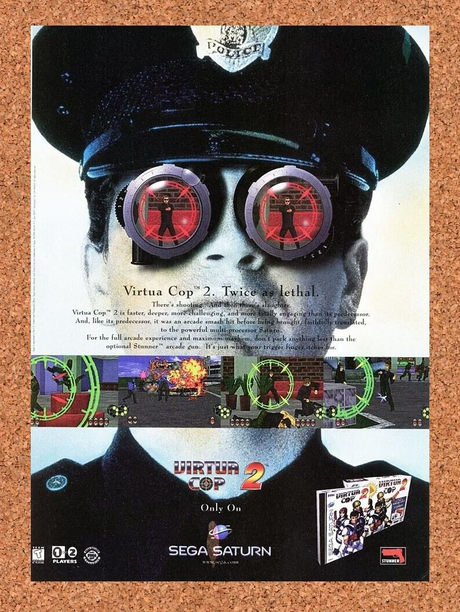 Virtua Cop 2 Saturn Original 1995 Ad Authentic Sega Video Game Promo