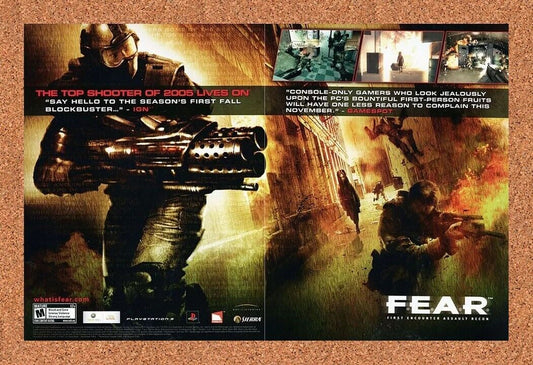 Fear First Encounter Assault Recon Xbox 360 Original 2007 Ad Video Game Promo v2