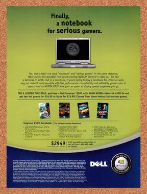 2003 EA PC Games Dell nVidia Notebook Original Advertisement / Retro Promo v1