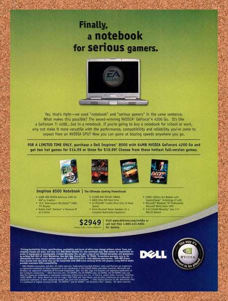 2003 EA PC Games Dell nVidia Notebook Original Advertisement / Retro Promo v1