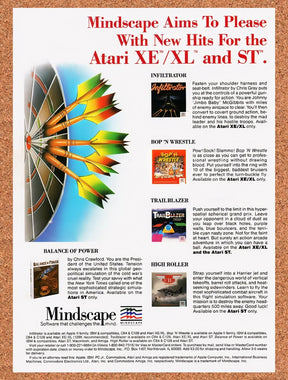 1987 Mindscape Atari XL Games Original Advertisement / Retro Wall Art v2