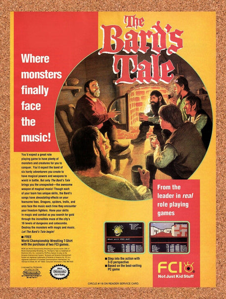 1992 Bards Tale NES Original Advertisement / Retro Wall Art v5