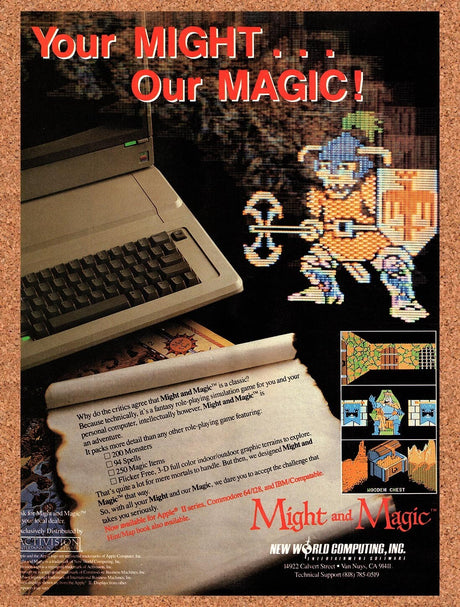 1987 Might And Magic Apple II Original Advertisement / Retro Wall Art v2