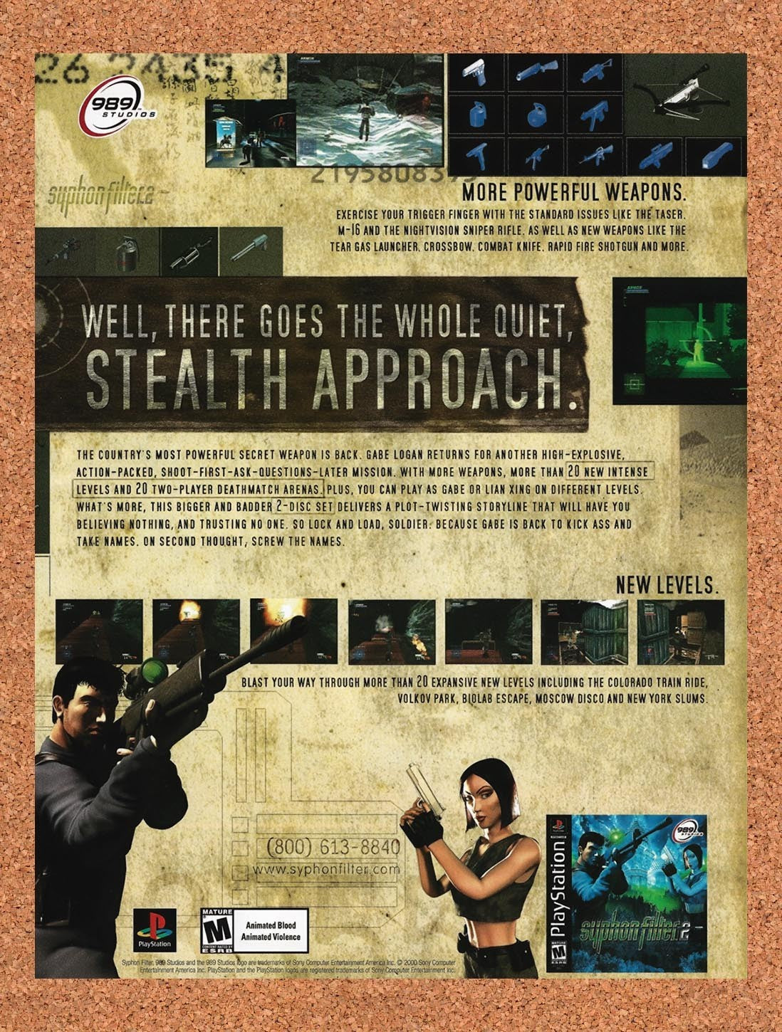 2000 Syphon Filter 2 PS1 Original Advertisement / Retro Promo v1