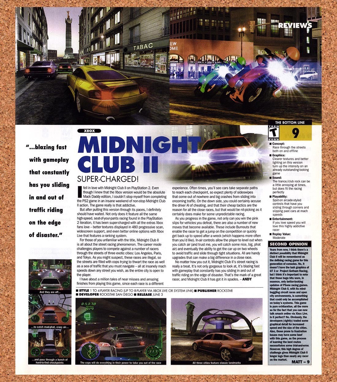 2003 Midnight Club II Xbox Original Advertisement / Retro Promo vr2