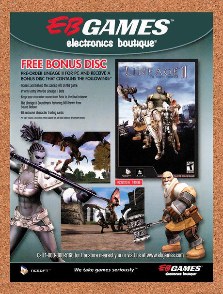 2004 Lineage II The Chaotic Chronicle EB Games Original Ad / Promo v3