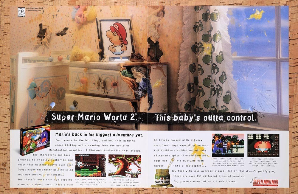 1996 Yoshis Island SNES Original Advertisement / Retro Wall Art v2