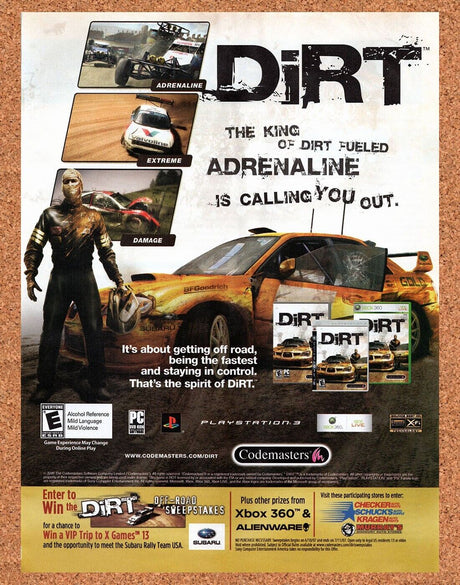 Dirt PC Original 2007 Vintage Ad - Codemasters Video Game Promo
