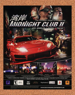 2004 Midnight Club II PS2 Original Advertisement / Retro Promo v1
