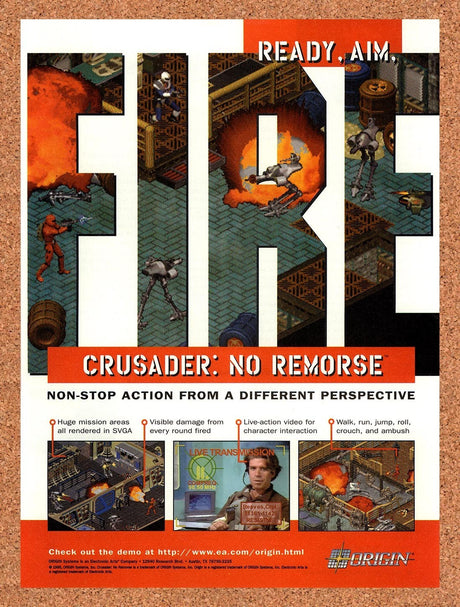 1995 Crusader No Remorse PC Original Advertisement / Retro Promo v3