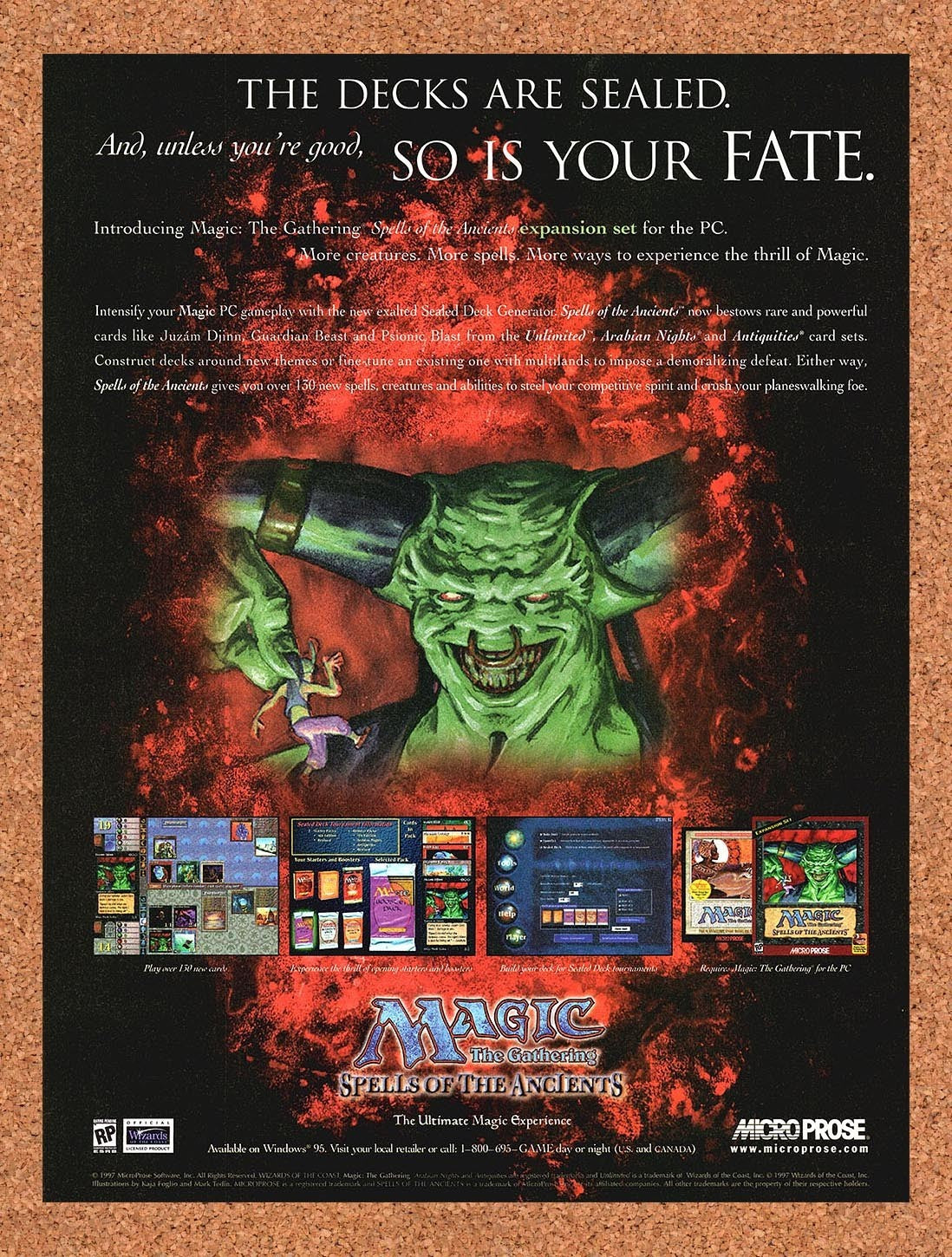 1997 Magic The Gathering Spells Of The Ancients PC Original Advert / Promo v1