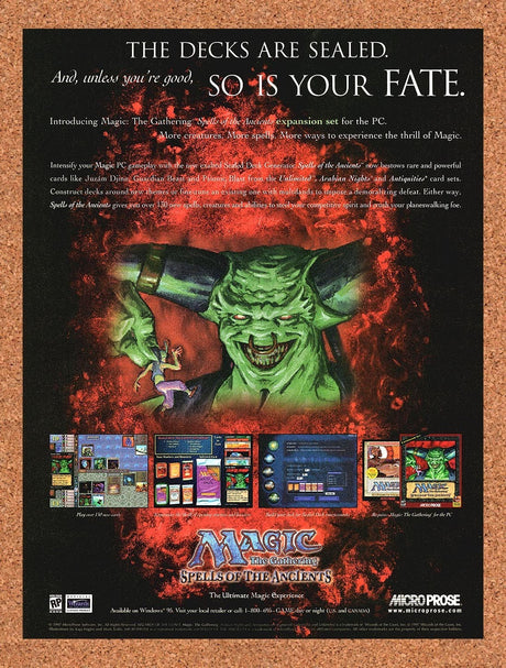 1997 Magic The Gathering Spells Of The Ancients PC Original Advert / Promo v1