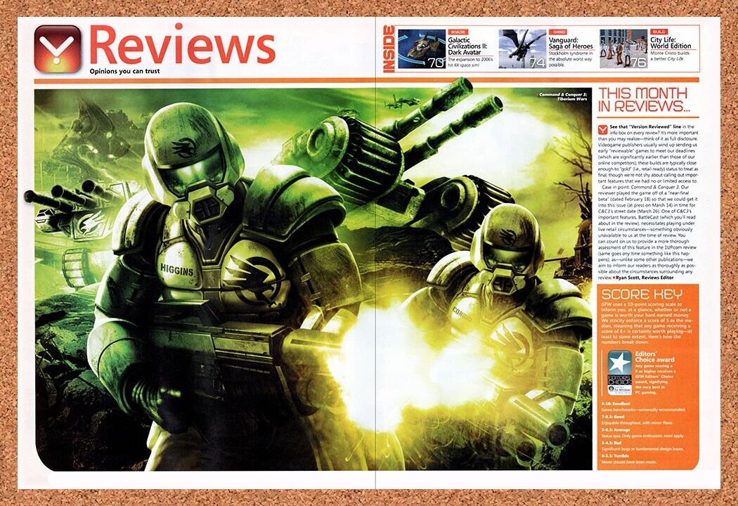 Command & Conquer 3 Tiberium Wars Original 2007 Vintage Ad - Review Promo