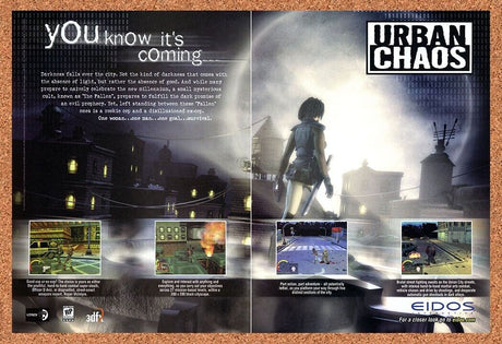 Urban Chaos PC Original 1999 Ad Authentic 3DFX Eidos Video Game Promo
