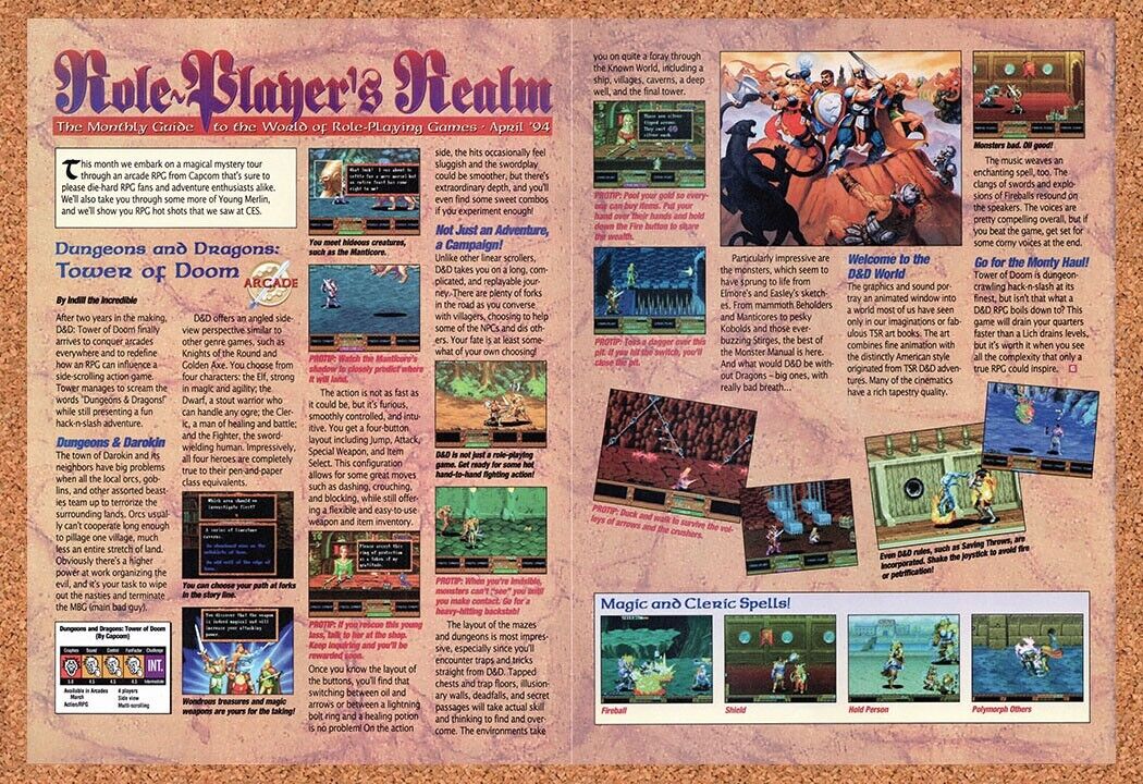 1993 Dungeons & Dragons Tower Of Doom Arcade Original Ad / Retro Wall Art v1
