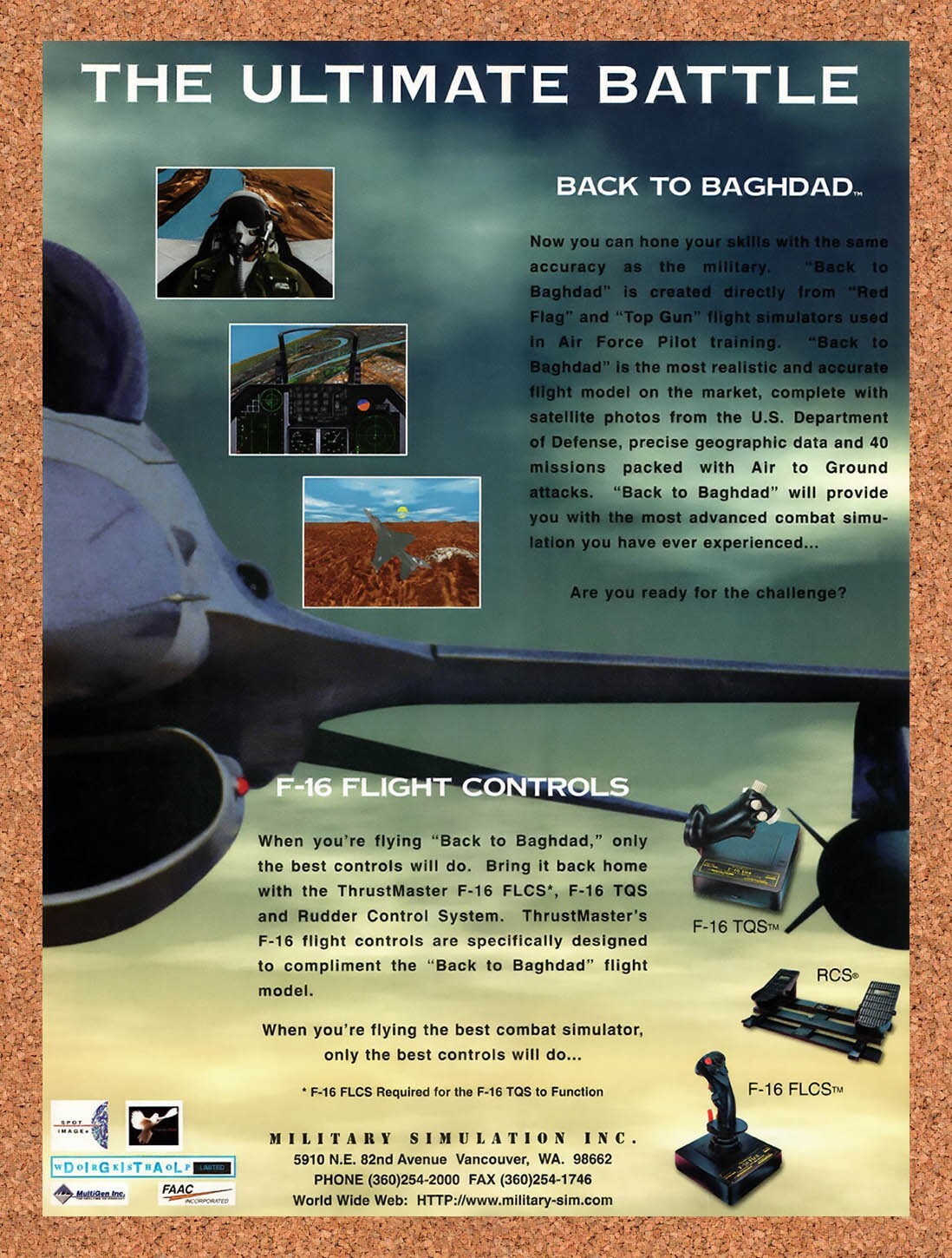 1996 Thrustmaster F-16 Flight Controls Original Ad / Retro Wall Art v3