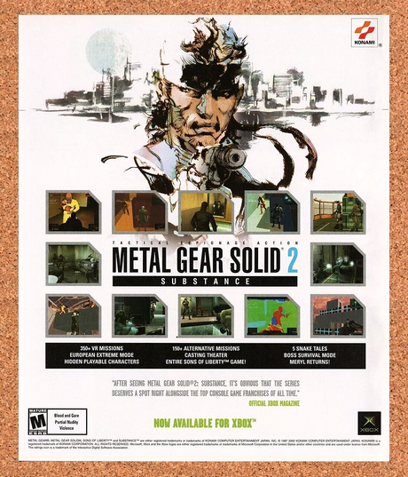 Metal Gear Solid 2 Substance Xbox Original 2006 Ad Authentic Video Game Promo v2