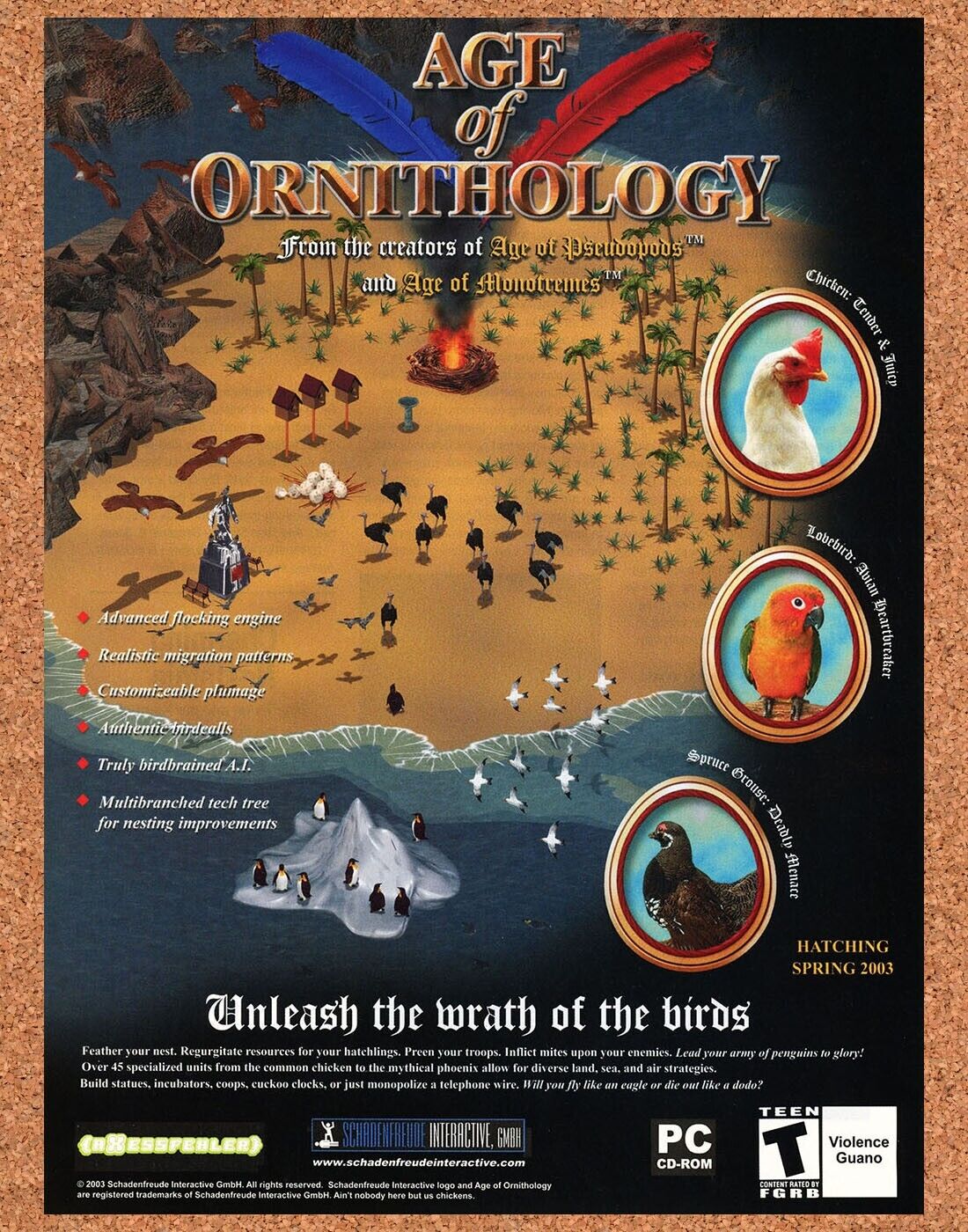 Age Of Orinthology PC Original 2005 Ad Authentic Funny Parody Video Game Promo