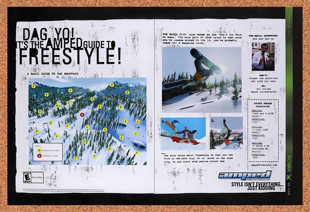 2001 Amped Xbox Original Advertisement / Retro Wall Art v1