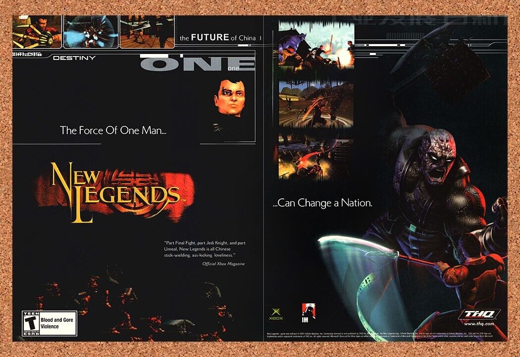 New Legends Xbox PS2 Original 20026 Ad Authentic THQ Video Game Promo Wall Art
