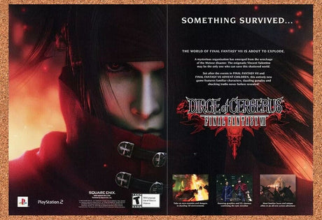 Final Fantasy VII Dirge Of Cerberus PS2 Original 2006 Ad Authentic Game Promo