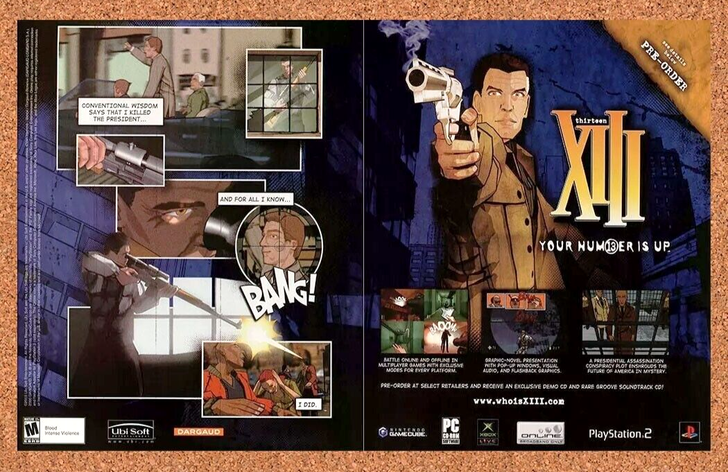 XIII Thirteen PS2 Original 2005 Ad Authentic Action FPS Video Game Promo v1