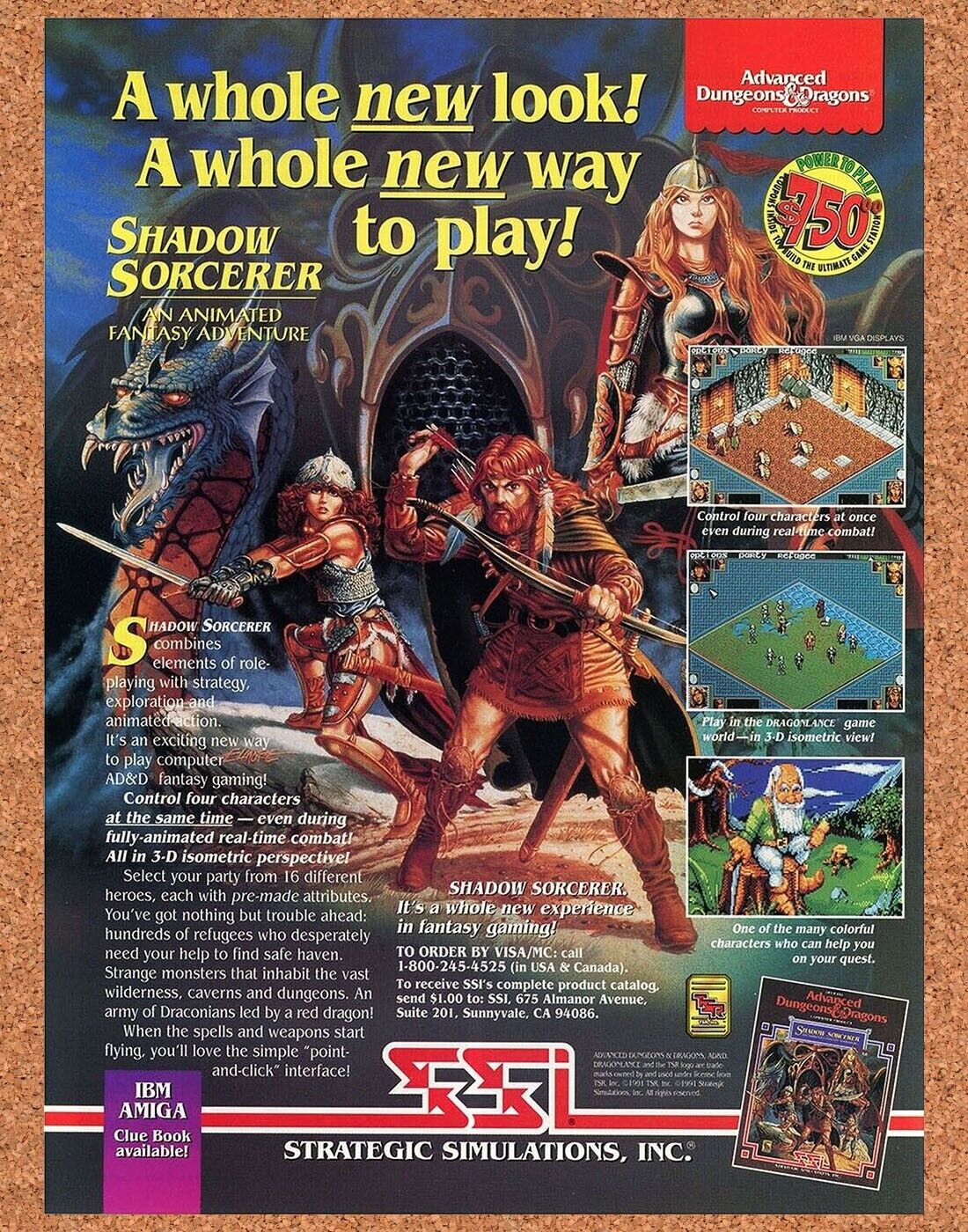 Advanced Dungeons And Dragons Amiga Shadow Sorcerer Original 1992 Ad Promo