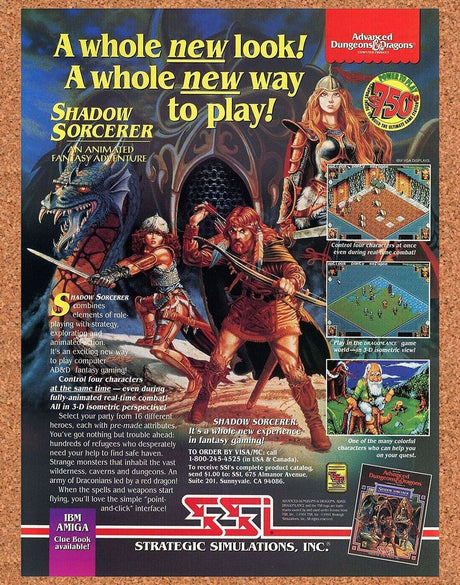 Advanced Dungeons And Dragons Amiga Shadow Sorcerer Original 1992 Ad Promo