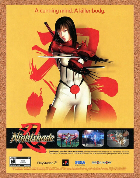 Nightshade PS2 Original 2004 Print Ad Authentic Sega Video Game Art Promo