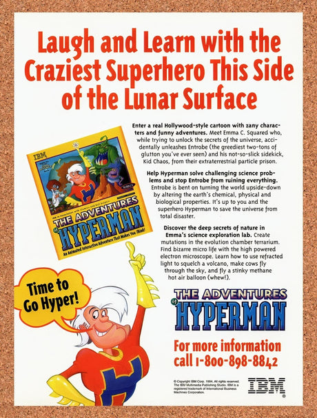 1995 Adventures Of Hyperman IBM Original Advertisement / Retro Promo v2